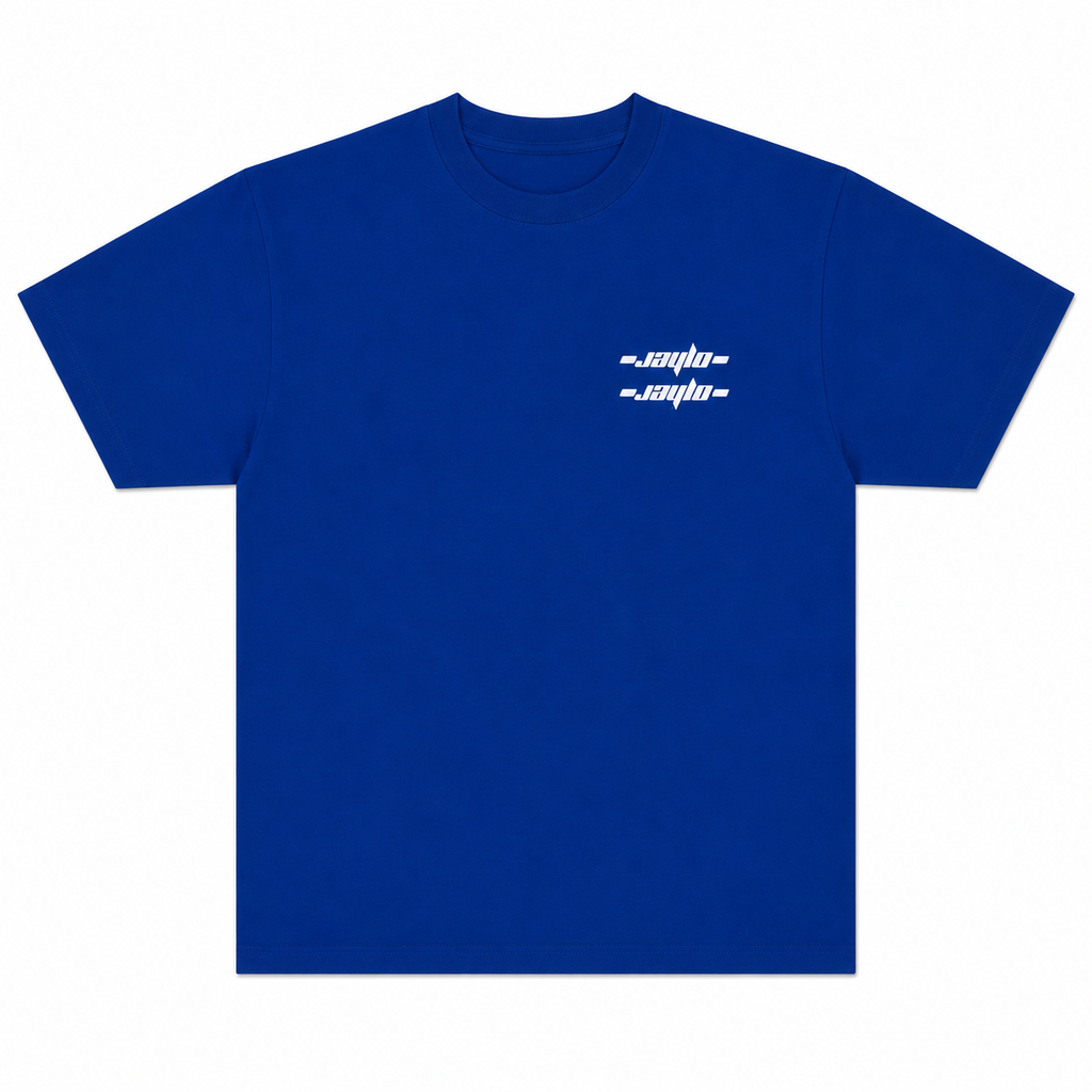Upside Down Logo Tee – Blue / White