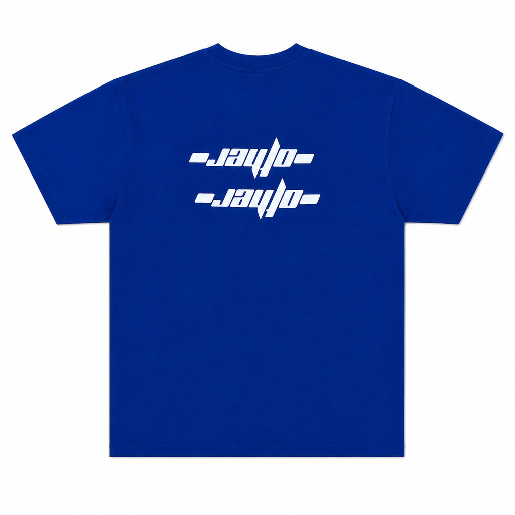 Upside Down Logo Tee – Blue / White